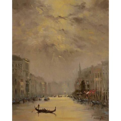Venice Evening Gold White Modern Wood Framed Art Print by Larivey, Chuck