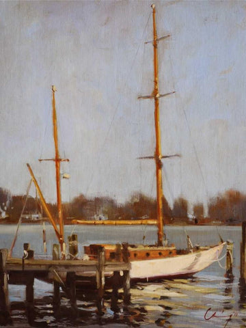 Ivory Falcon at Rest White Modern Wood Framed Art Print with Double Matting by Larivey, Chuck