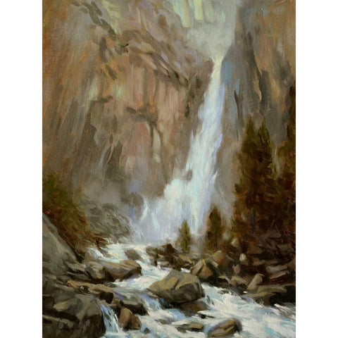 Yosemite Falls Black Modern Wood Framed Art Print with Double Matting by Larivey, Chuck