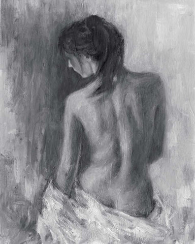 Draped Figure II White Modern Wood Framed Art Print with Double Matting by Harper, Ethan