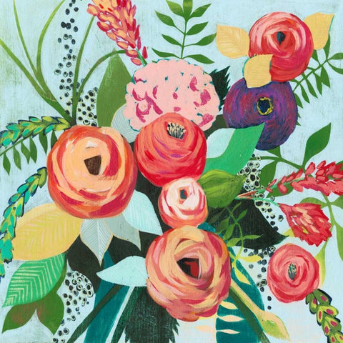 Halcyon Bouquet I White Modern Wood Framed Art Print by Popp, Grace