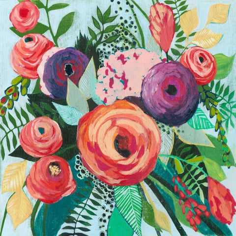 Halcyon Bouquet II White Modern Wood Framed Art Print with Double Matting by Popp, Grace