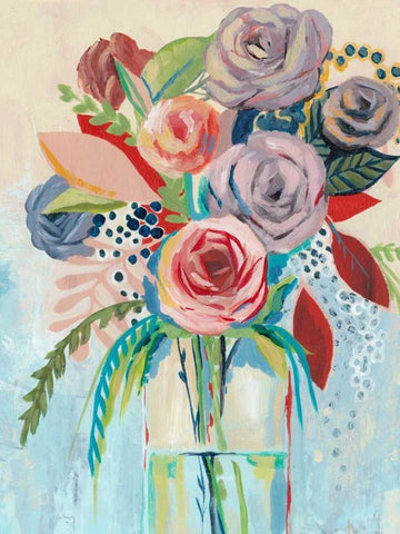Roseate Posy I Black Ornate Wood Framed Art Print with Double Matting by Popp, Grace