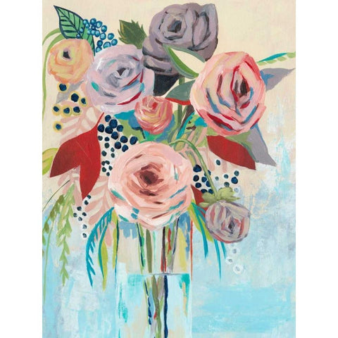 Roseate Posy II Gold Ornate Wood Framed Art Print with Double Matting by Popp, Grace