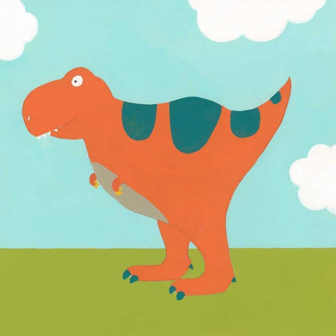 Playtime Dino I Gold Ornate Wood Framed Art Print with Double Matting by Vess, June Erica