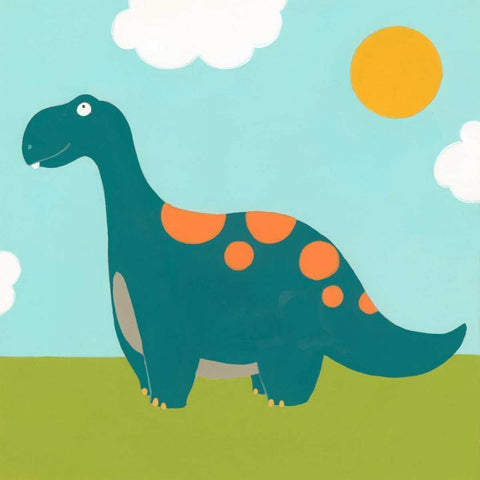 Playtime Dino III Black Modern Wood Framed Art Print with Double Matting by Vess, June Erica