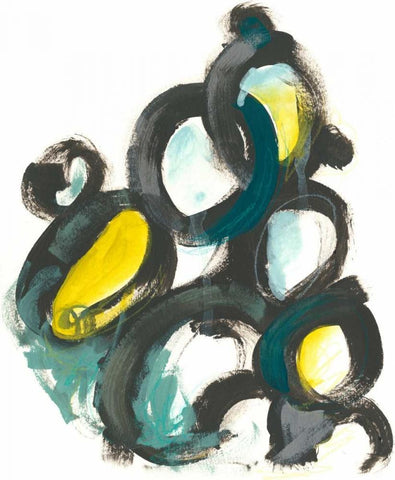 Linked Ovals I Black Ornate Wood Framed Art Print with Double Matting by Vess, June Erica