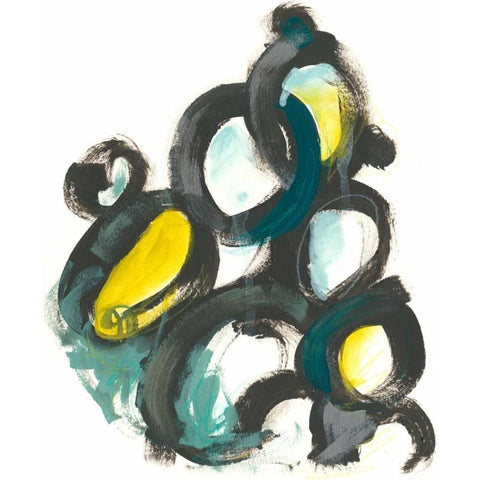 Linked Ovals I Black Modern Wood Framed Art Print by Vess, June Erica