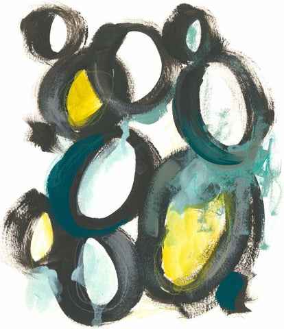 Linked Ovals II White Modern Wood Framed Art Print with Double Matting by Vess, June Erica
