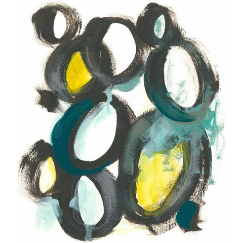 Linked Ovals II Black Modern Wood Framed Art Print by Vess, June Erica