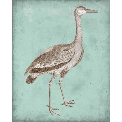 Sepia and Spa Heron I White Modern Wood Framed Art Print by Vision Studio