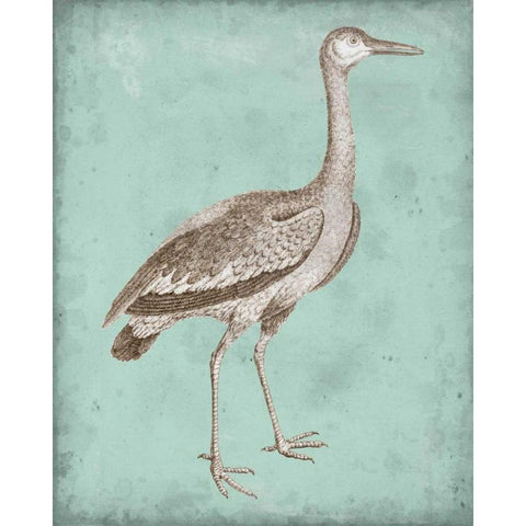 Sepia and Spa Heron I Gold Ornate Wood Framed Art Print with Double Matting by Vision Studio