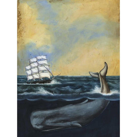 Whaling Stories I White Modern Wood Framed Art Print by McCavitt, Naomi