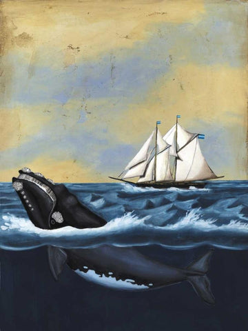 Whaling Stories II Black Ornate Wood Framed Art Print with Double Matting by McCavitt, Naomi