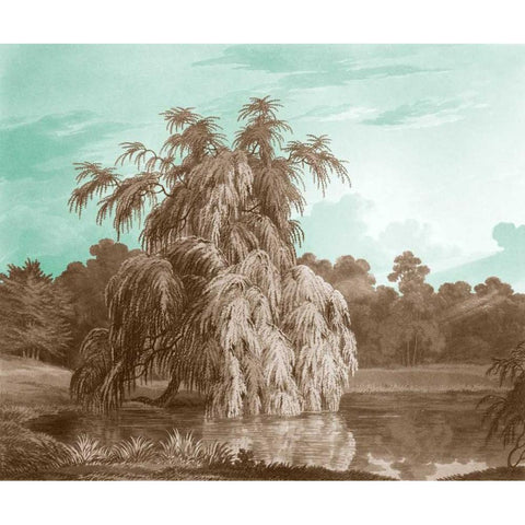 Serene Trees V Gold Ornate Wood Framed Art Print with Double Matting by Kennion, Edward