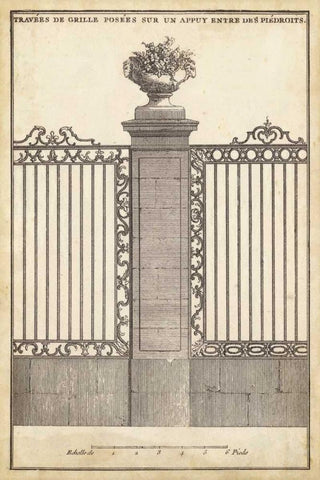 Antique Decorative Gate I Black Ornate Wood Framed Art Print with Double Matting by Blondel, J.F.