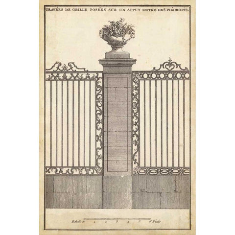 Antique Decorative Gate I White Modern Wood Framed Art Print by Blondel, J.F.