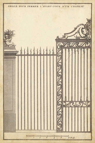 Antique Decorative Gate II White Modern Wood Framed Art Print with Double Matting by Blondel, J.F.