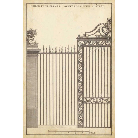 Antique Decorative Gate II Black Modern Wood Framed Art Print by Blondel, J.F.