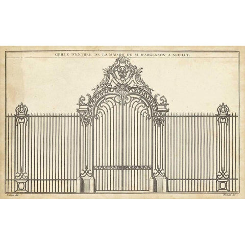 Antique Decorative Gate III Black Modern Wood Framed Art Print by Blondel, J.F.