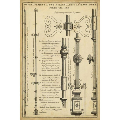 Antique Decorative Locks I White Modern Wood Framed Art Print by Blondel, J.F.