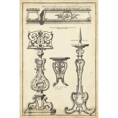 Antique French Ornament II White Modern Wood Framed Art Print by Blondel, J.F.