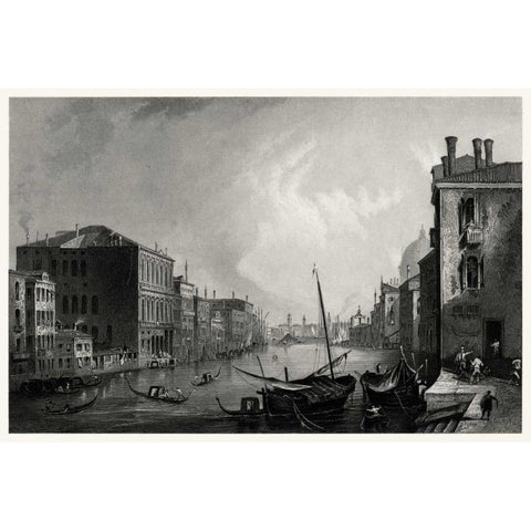 Antique View of Venice White Modern Wood Framed Art Print by Unknown