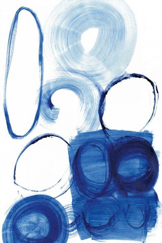 Blue Circle Study I White Modern Wood Framed Art Print with Double Matting by Fuchs, Jodi