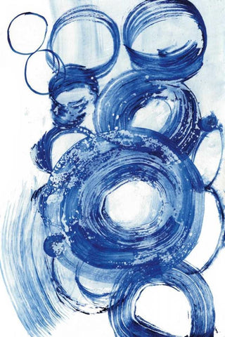 Blue Circle Study II White Modern Wood Framed Art Print with Double Matting by Fuchs, Jodi