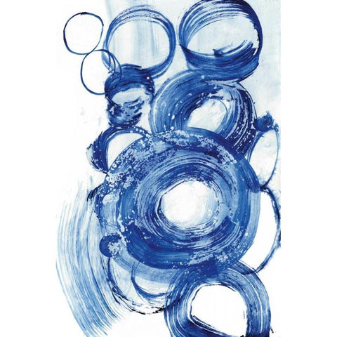 Blue Circle Study II Gold Ornate Wood Framed Art Print with Double Matting by Fuchs, Jodi