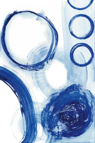Blue Circle Study III White Modern Wood Framed Art Print with Double Matting by Fuchs, Jodi