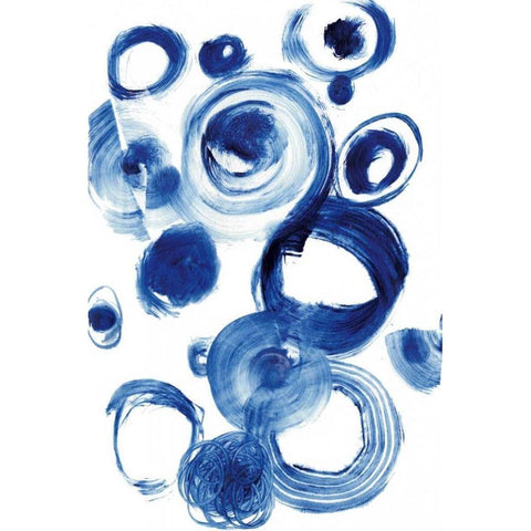 Blue Circle Study IV Gold Ornate Wood Framed Art Print with Double Matting by Fuchs, Jodi