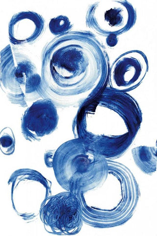 Blue Circle Study IV White Modern Wood Framed Art Print with Double Matting by Fuchs, Jodi