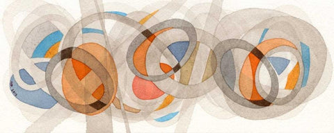Sepia and Orange Circles Black Ornate Wood Framed Art Print with Double Matting by Galapon, Nikki