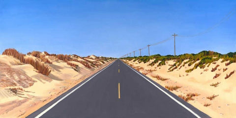 Route 12 White Modern Wood Framed Art Print with Double Matting by Miller, Dianne