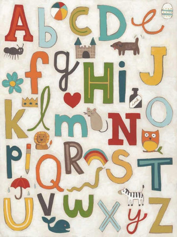 Alphabet Soup White Modern Wood Framed Art Print with Double Matting by Vess, June Erica