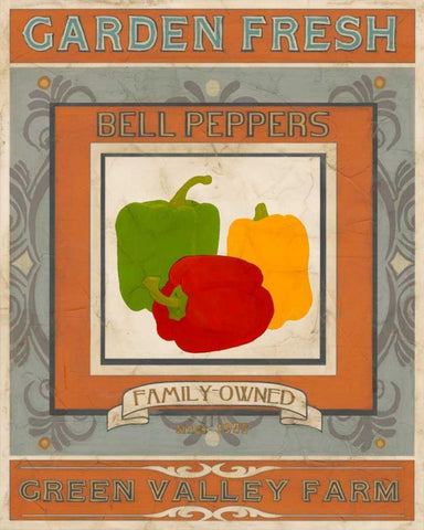 Vintage Produce Sign II Black Ornate Wood Framed Art Print with Double Matting by Vess, June Erica