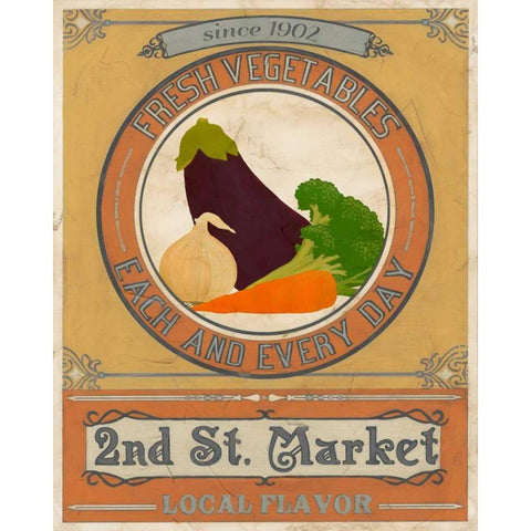 Vintage Produce Sign III Black Modern Wood Framed Art Print by Vess, June Erica