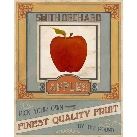 Vintage Produce Sign V White Modern Wood Framed Art Print by Vess, June Erica