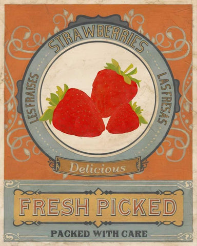 Vintage Produce Sign VI White Modern Wood Framed Art Print with Double Matting by Vess, June Erica