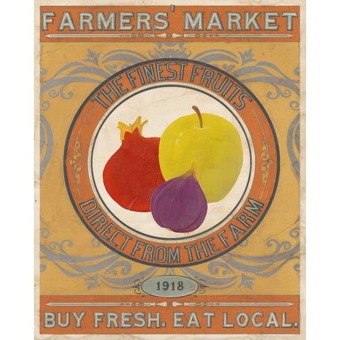 Vintage Produce Sign VIII Black Modern Wood Framed Art Print with Double Matting by Vess, June Erica