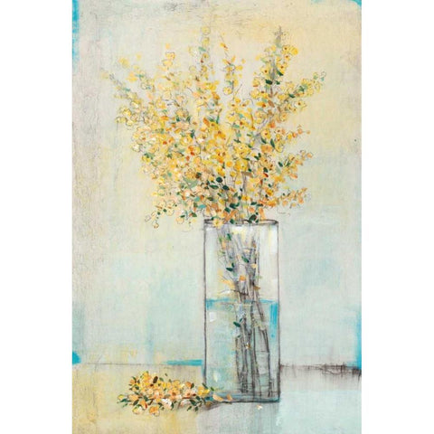 Yellow Spray in Vase I Black Modern Wood Framed Art Print with Double Matting by OToole, Tim