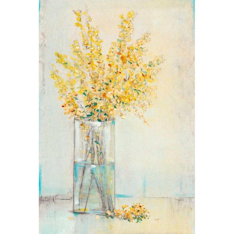 Yellow Spray in Vase II White Modern Wood Framed Art Print by OToole, Tim