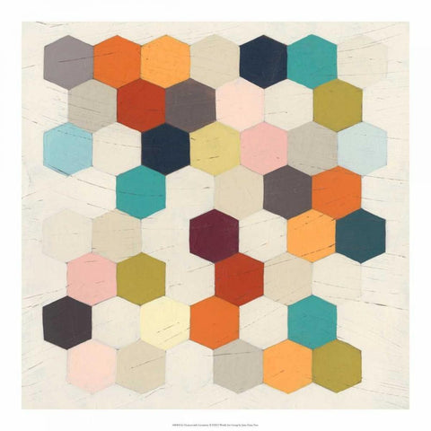 Honeycomb Geometry II White Modern Wood Framed Art Print by Vess, June Erica