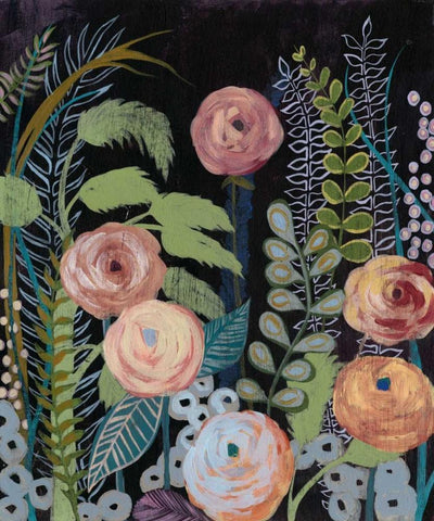 Diverging Blooms II Black Ornate Wood Framed Art Print with Double Matting by Popp, Grace