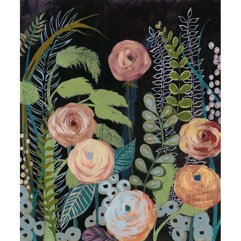 Diverging Blooms II Black Modern Wood Framed Art Print with Double Matting by Popp, Grace