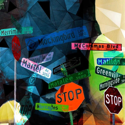 Signs of Dallas White Modern Wood Framed Art Print with Double Matting by Jasper, Sisa