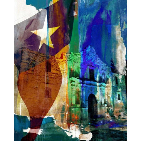 Alamo Flag Black Modern Wood Framed Art Print with Double Matting by Jasper, Sisa
