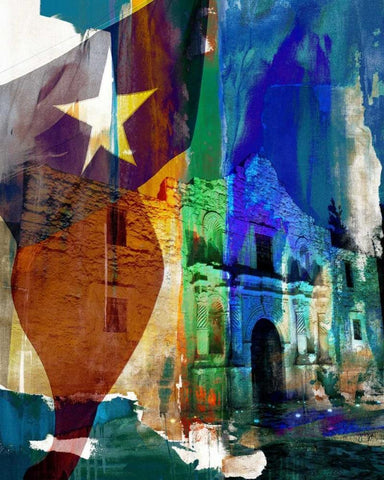 Alamo Flag White Modern Wood Framed Art Print with Double Matting by Jasper, Sisa