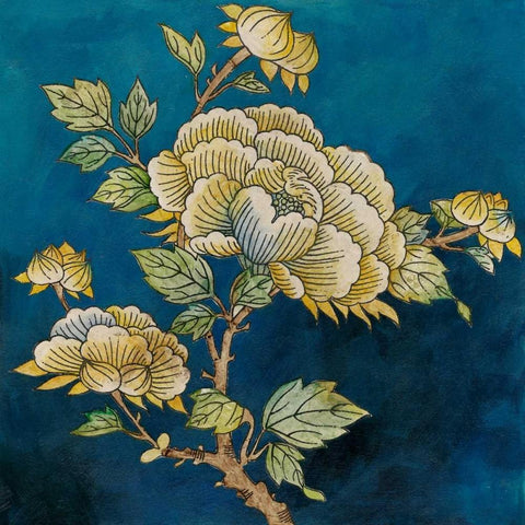 Eastern Floral I White Modern Wood Framed Art Print with Double Matting by Meagher, Megan